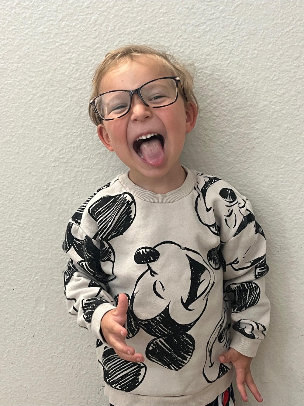 H&M kids X Disney tan Sweatshirt with Black Mickey Print 4T